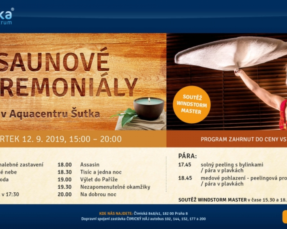 Relaxační saunové ceremoniály v Aquacentru Šutka
